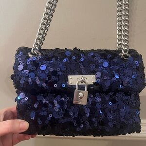 NWT Kurt Geiger Midnight Blue Sequin Shoulder Bag